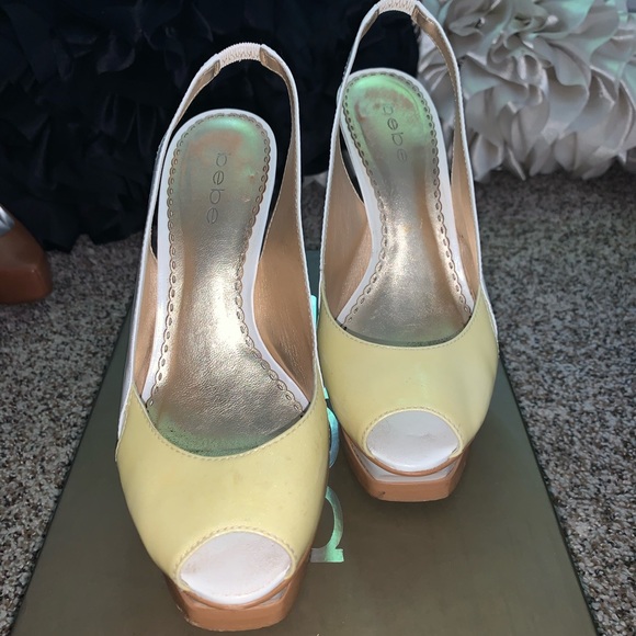 Bebe Zahara White/Yellow Heels - Picture 4 of 6